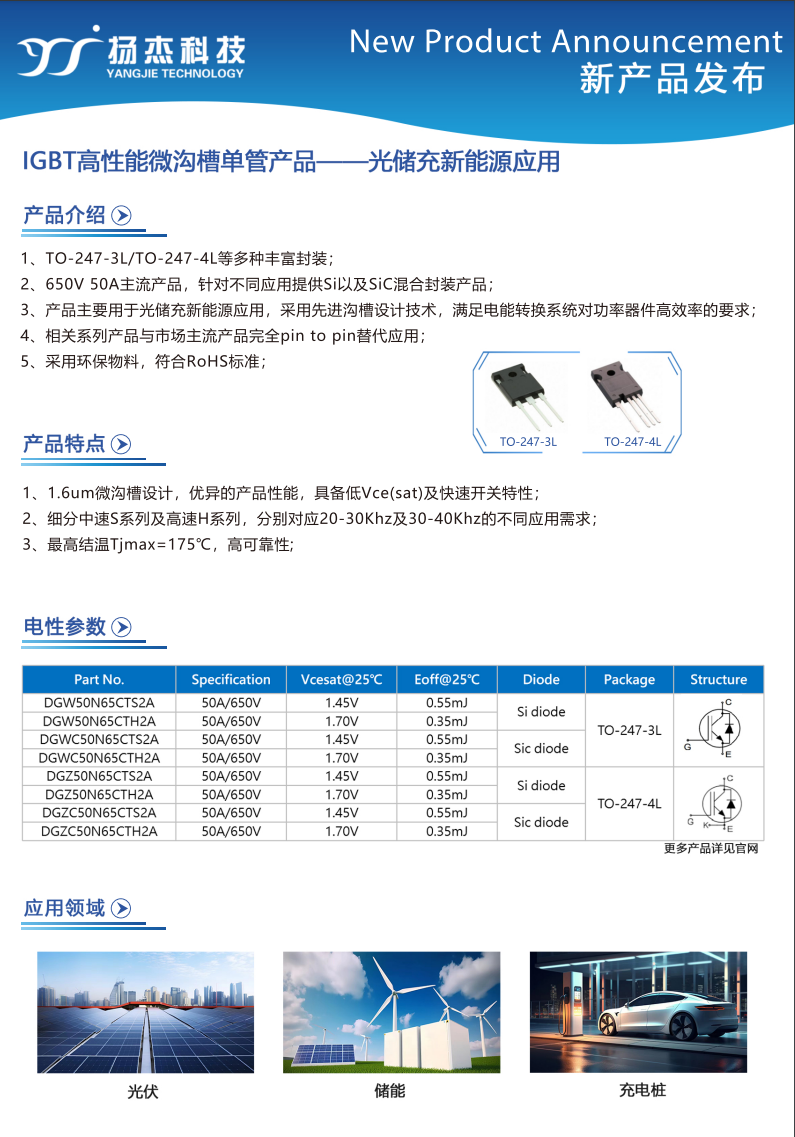 揚傑IGBT 高性能微溝槽單管產品—應用光儲新能源